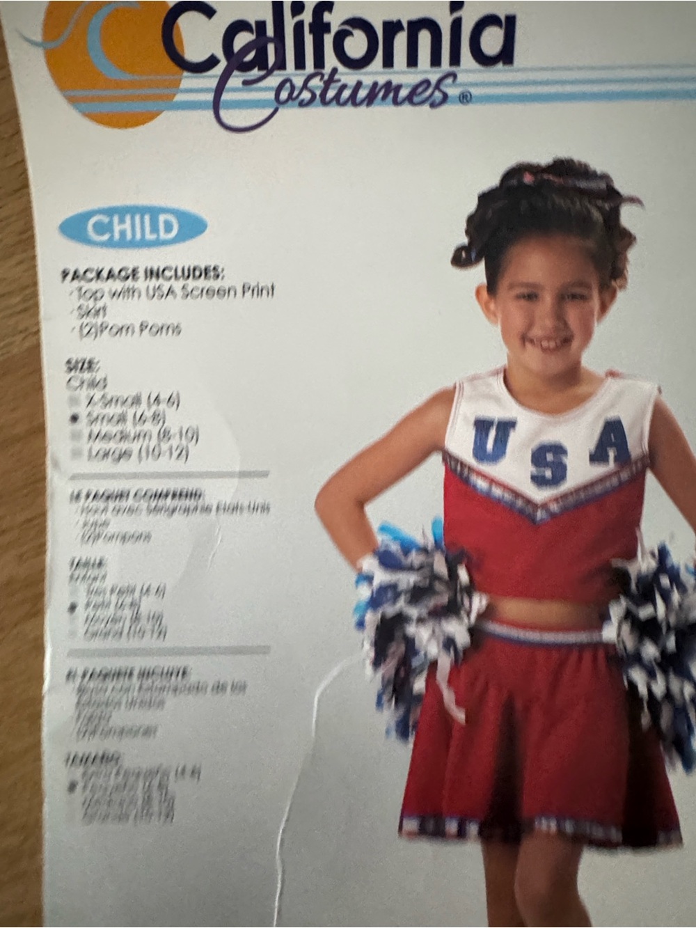 California Costumes Red, White & Blue USA Cheerleader Costume For Girls 6-8ys